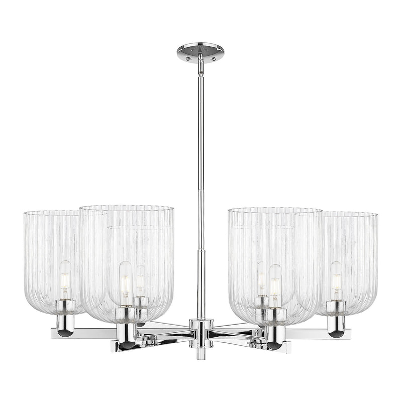 Innovations Bridal Veil 38in 6-Light Chandelier | Industrial Polished Chrome and Clear Ribbed Glass | Dining Room & Living | Model 716-6CR-PC-G559-8CL