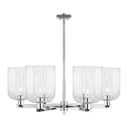 Innovations Bridal Veil 38in 6-Light Chandelier | Industrial Polished Chrome and Clear Ribbed Glass | Dining Room & Living | Model 716-6CR-PC-G559-8CL
