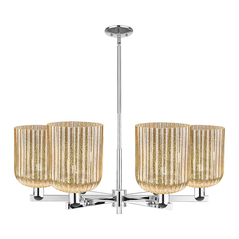 Innovations Bridal Veil 38in 6-Light Chandelier | Industrial Polished Chrome and Mercury Ribbed Glass | Dining Room & Living | Model 716-6CR-PC-G559-8ME