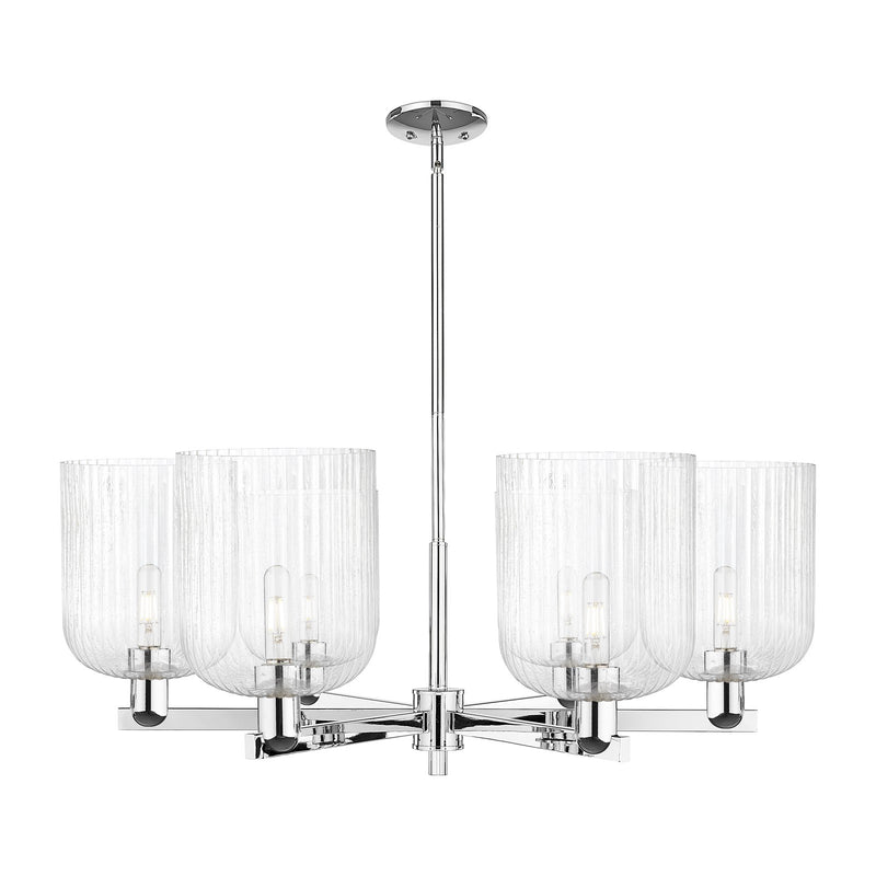 Innovations Bridal Veil 38in 6-Light Chandelier | Industrial Polished Chrome and Seedy Ribbed Glass | Dining Room & Living | Model 716-6CR-PC-G559-8SDY