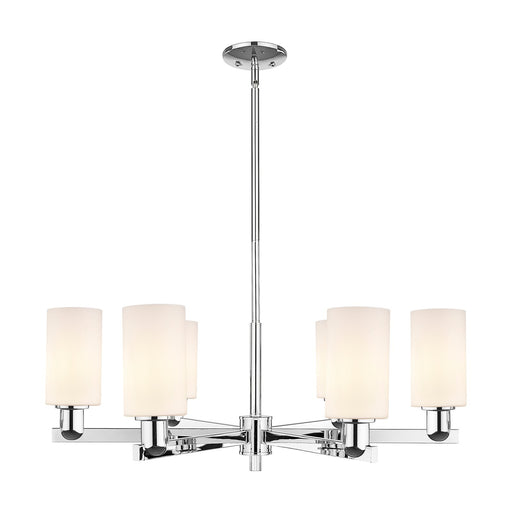 Innovations Clymer 34in 6-Light Chandelier | Industrial Polished Chrome and Matte White Glass | Dining Room & Living Room | Model 716-6CR-PC-G801