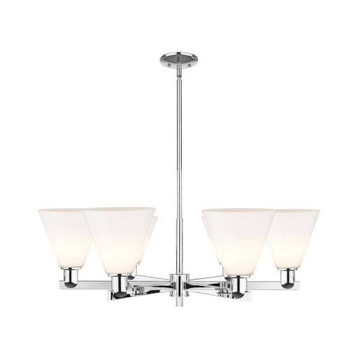 Innovations Berkshire Glass 38in 6-Light Chandelier | Industrial Polished Chrome and Matte White Glass | Kitchen Island & Dining | Model 716-6CR-PC-GBC-81