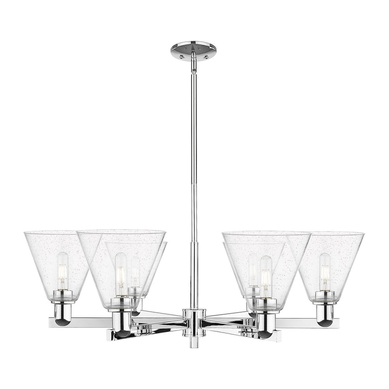 Innovations Berkshire Glass 38in 6-Light Chandelier | Industrial Polished Chrome and Seedy Glass | Kitchen & Dining Room | Model 716-6CR-PC-GBC-84