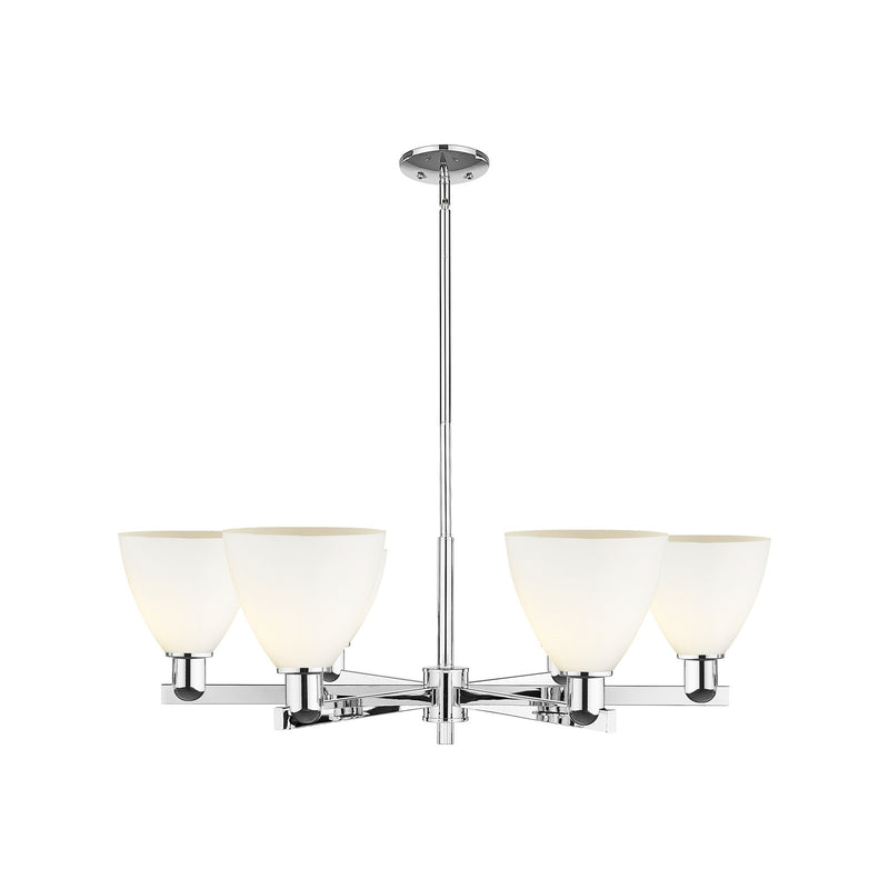 Innovations Bristol 37in 6-Light Chandelier | Industrial Polished Chrome Steel and Matte White Glass | Dining Room & Living | Model 716-6CR-PC-GBD-751