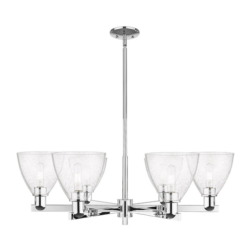Innovations Bristol 37in 6-Light Chandelier | Industrial Polished Chrome Steel and Seedy Glass | Dining Room & Living Room | Model 716-6CR-PC-GBD-754
