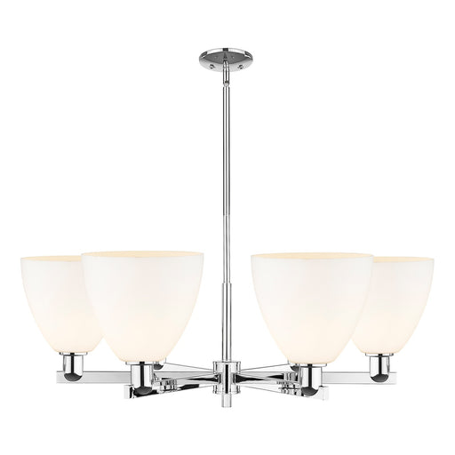 Innovations Bristol 39in 6-Light Chandelier | Industrial Polished Chrome and Matte White Glass | Kitchen Island & Dining Room | Model 716-6CR-PC-GBD-91