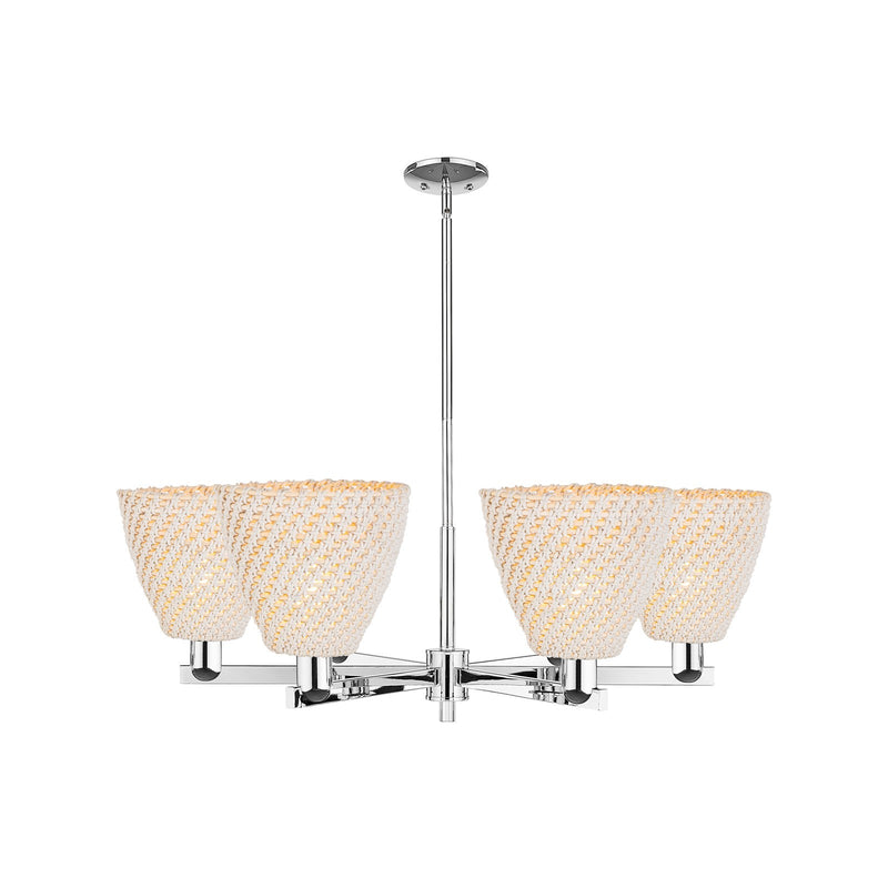 Innovations Bristol Natural 39in 6-Light Chandelier | Industrial Polished Chrome and Natural Fiber Dome Shade | Dining Room & | Model 716-6CR-PC-NBD-9-NAT