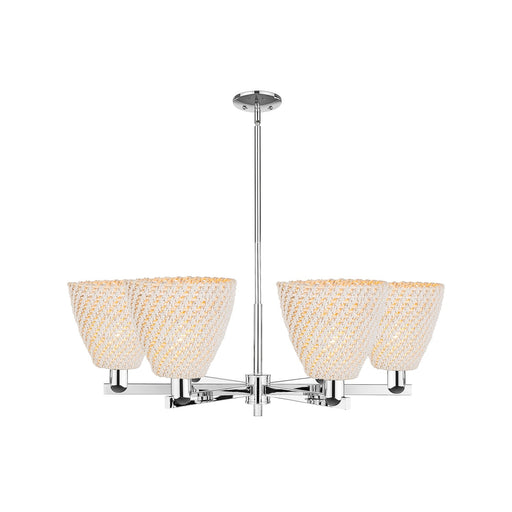 Innovations Bristol Natural 39in 6-Light Chandelier | Industrial Polished Chrome and Natural Fiber Dome Shade | Dining Room & | Model 716-6CR-PC-NBD-9-NAT