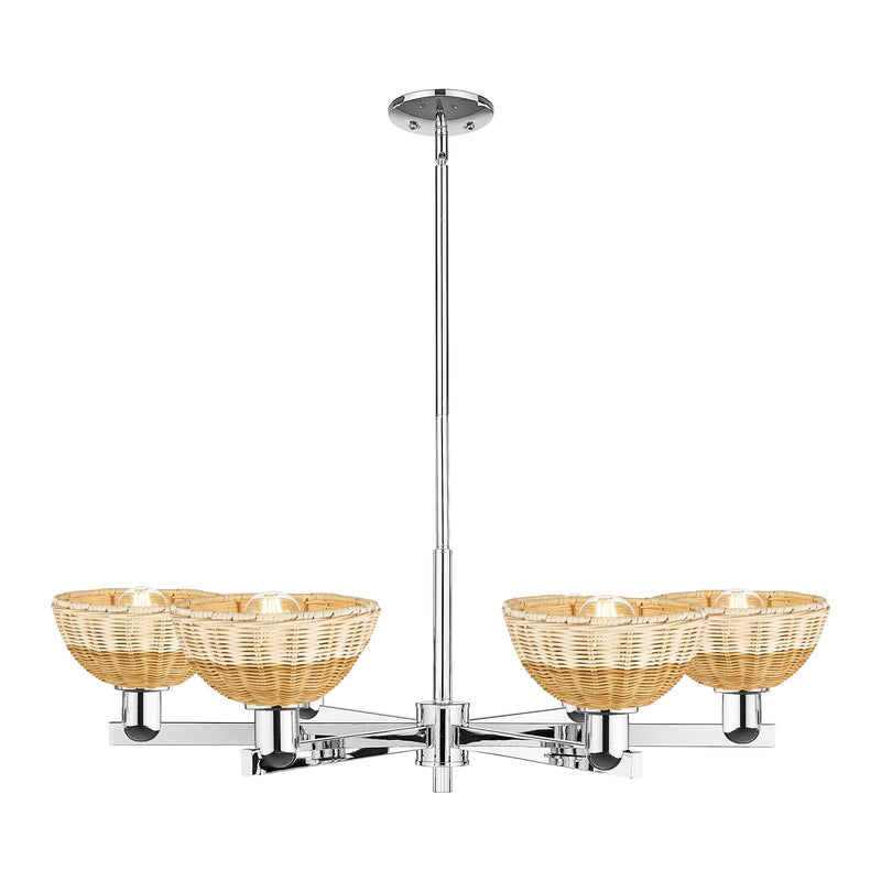 Innovations Natural Ballston Dome 24in 6-Light Chandelier | Farmhouse Polished Chrome and Natural Fiber Basketweave | Model 716-6CR-PC-NBD2-75-NAT