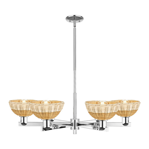 Innovations Natural Ballston Dome 24in 6-Light Chandelier | Farmhouse Polished Chrome and Natural Fiber Basketweave | Model 716-6CR-PC-NBD2-75-NAT