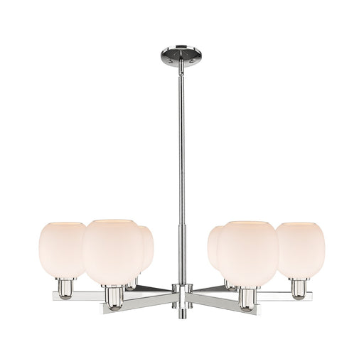 Innovations Belfast 36in 6-Light Chandelier | Industrial Polished Nickel and Matte White Glass | Dining Room & Living Room | Model 716-6CR-PN-G101