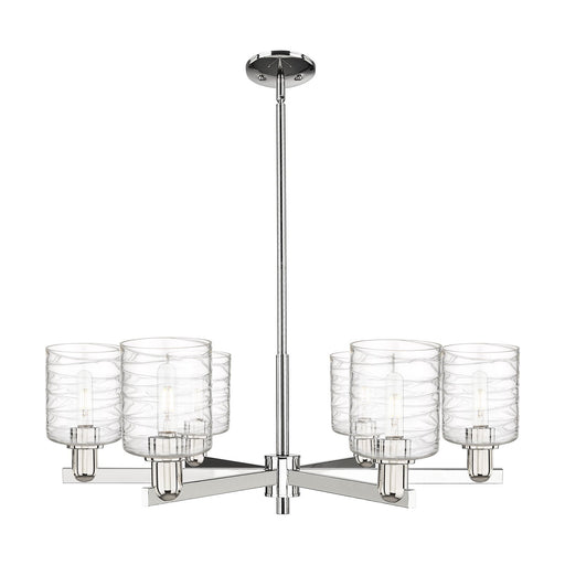 Innovations Cobbleskill 35in 6-Light Chandelier | Industrial Polished Nickel and Deco Swirl Glass | Dining Room & Living Room | Model 716-6CR-PN-G1113