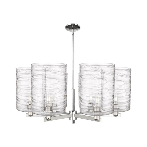 Innovations Cobbleskill 39in 6-Light Chandelier | Industrial Polished Nickel and Clear Deco Swirl Glass | Dining Room & Living | Model 716-6CR-PN-G1113-L