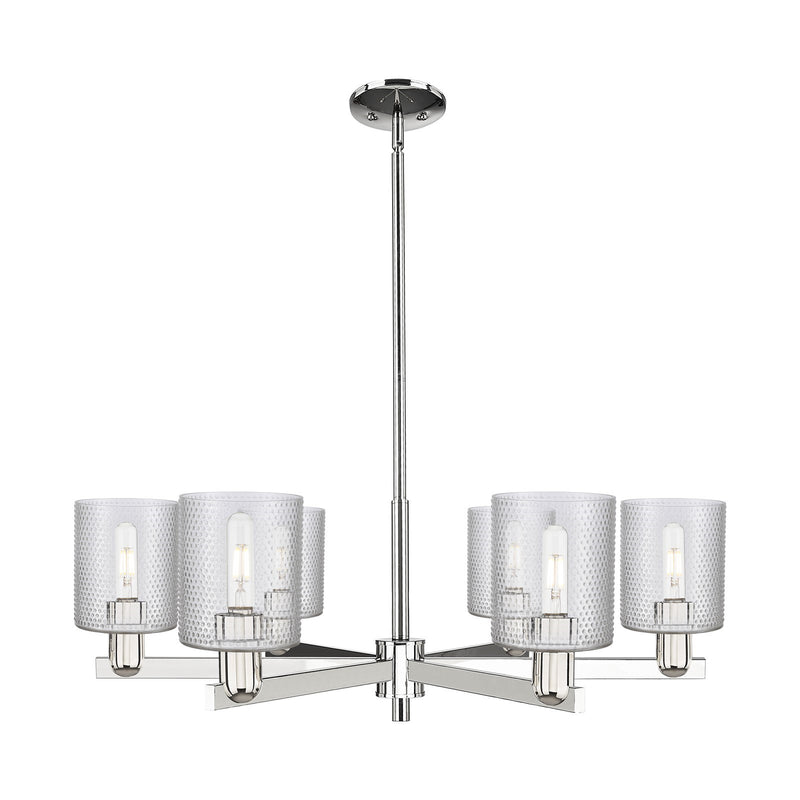Innovations Cobbleskill 35in 6-Light Chandelier | Industrial Polished Nickel and Clear Glass | Dining Room & Living Room | Model 716-6CR-PN-G112