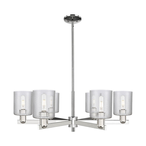 Innovations Cobbleskill 35in 6-Light Chandelier | Industrial Polished Nickel and Clear Glass | Dining Room & Living Room | Model 716-6CR-PN-G112