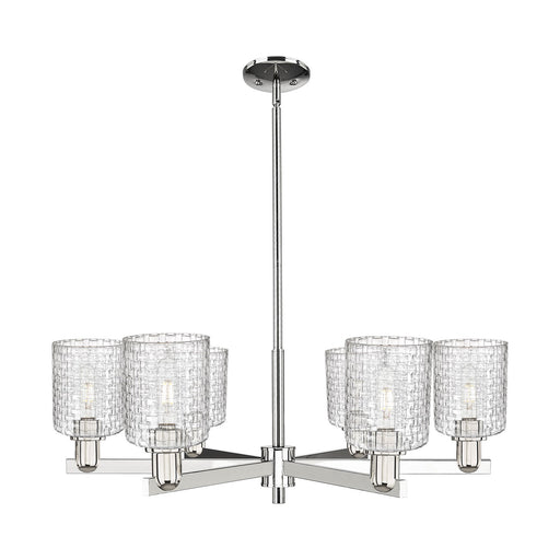 Innovations Cobbleskill 35in 6-Light Chandelier | Industrial Polished Nickel and Clear Basket Weave Glass | Dining Room & | Model 716-6CR-PN-G112C-5CL
