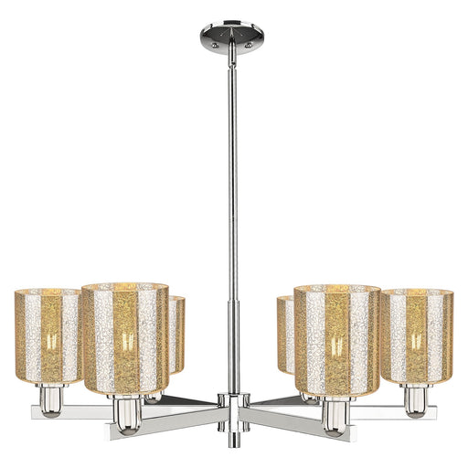 Innovations Cobbleskill 35in 6-Light Chandelier | Industrial Polished Nickel and Mercury Glass Drum Shade | Dining Room & Living | Model 716-6CR-PN-G116