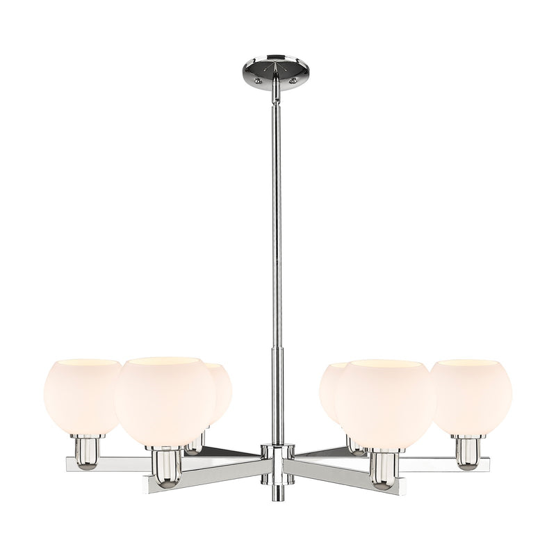 Innovations Athens 36in 6-Light Chandelier | Industrial Polished Nickel and Matte White Glass | Dining Room & Living Room | Model 716-6CR-PN-G121-6