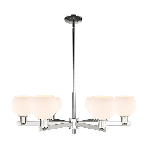 Innovations Athens 36in 6-Light Chandelier | Industrial Polished Nickel and Matte White Glass | Dining Room & Living Room | Model 716-6CR-PN-G121-6