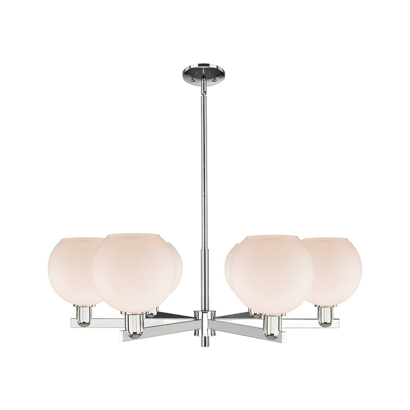 Innovations Athens 38in 6-Light Chandelier | Industrial Polished Nickel and Matte White Glass | Kitchen Island & Dining Room | Model 716-6CR-PN-G121-8