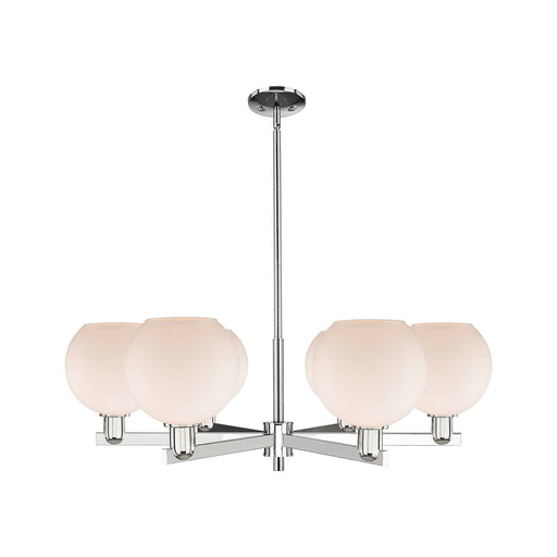 Innovations Athens 38in 6-Light Chandelier | Industrial Polished Nickel and Matte White Glass | Kitchen Island & Dining Room | Model 716-6CR-PN-G121-8