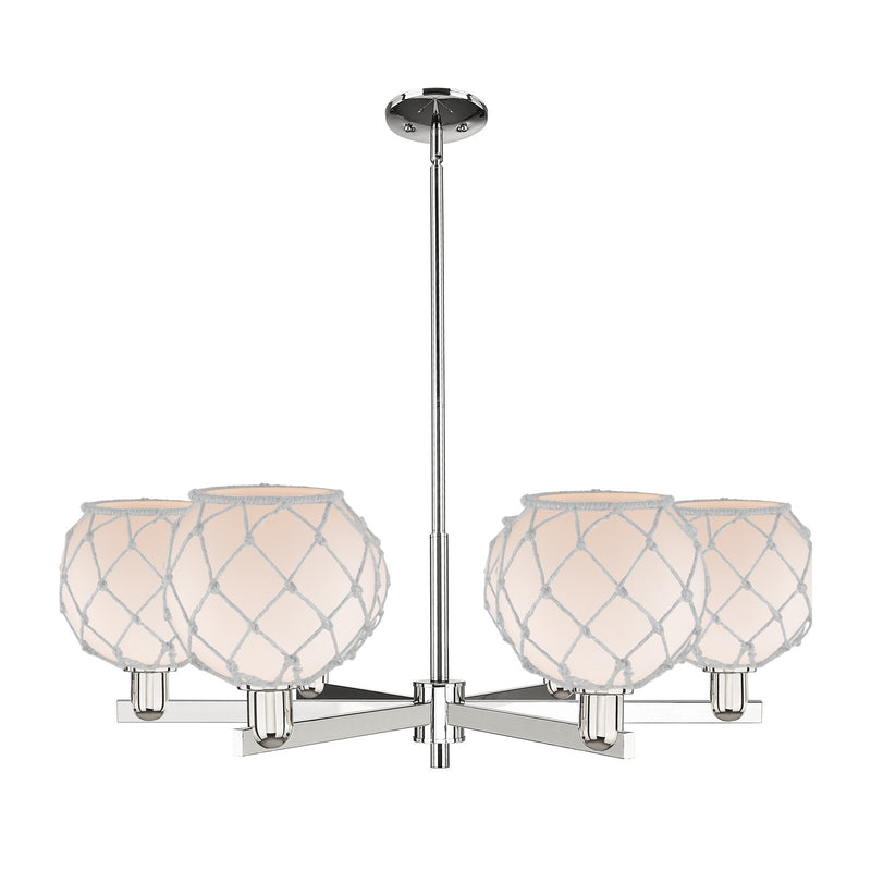 Innovations Farmhouse Rope 38in 6-Light Chandelier | Industrial Polished Nickel Steel and White Glass Rope | Dining Room & | Model 716-6CR-PN-G121-8RW