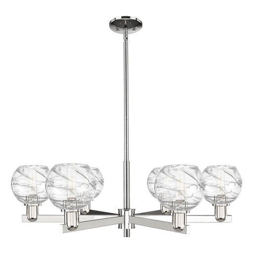 Innovations Athens Deco Swirl 24in 6-Light Chandelier | Industrial Modern Polished Nickel and Clear Glass | Dining Room & | Model 716-6CR-PN-G1213-6CL
