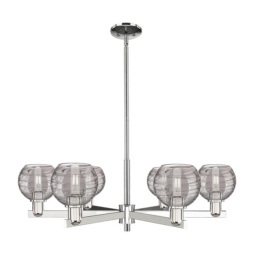 Innovations Athens Deco Swirl 24in 6-Light Chandelier | Industrial Modern Polished Nickel and Light Smoke Glass | Dining Room | Model 716-6CR-PN-G1213-6SM