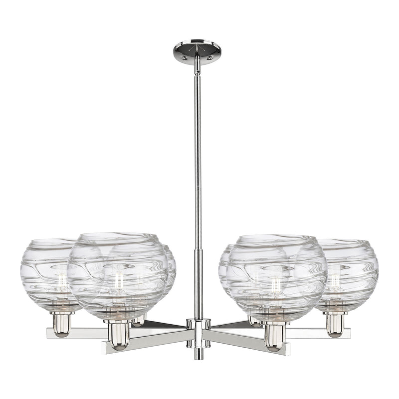Innovations Athens Deco Swirl 38in 6-Light Chandelier | Industrial Polished Nickel and Clear Deco Swirl Glass | Kitchen | Model 716-6CR-PN-G1213-8CL
