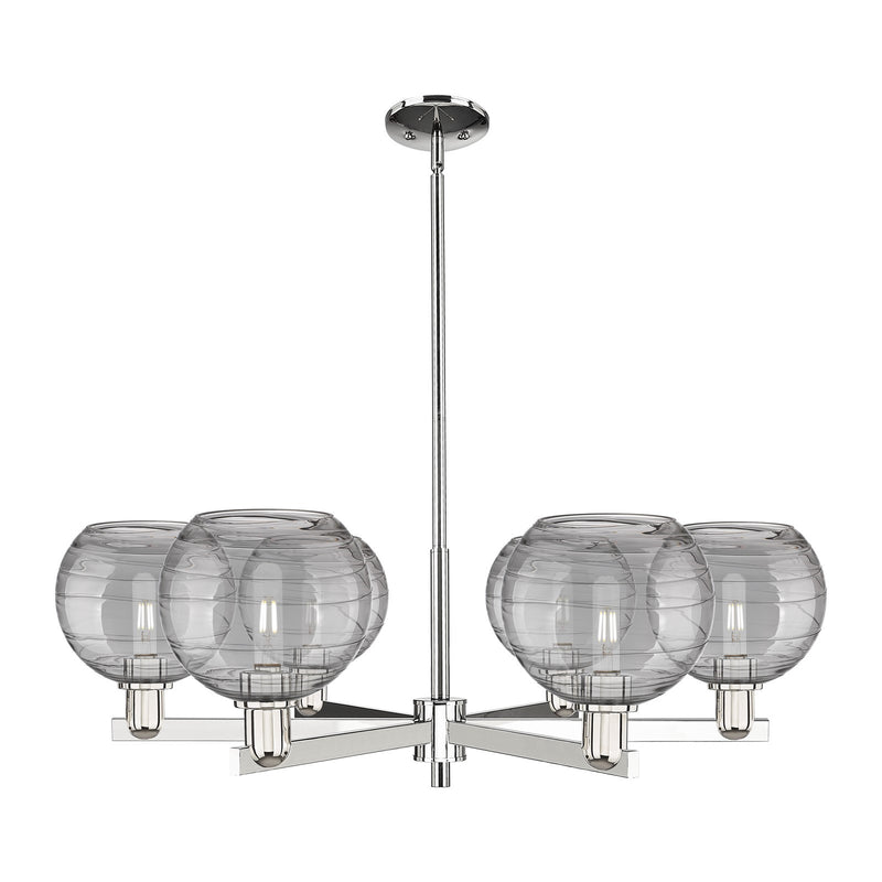 Innovations Athens Deco Swirl 38in 6-Light Chandelier | Industrial Polished Nickel and Light Smoke Glass | Kitchen Island & | Model 716-6CR-PN-G1213-8SM