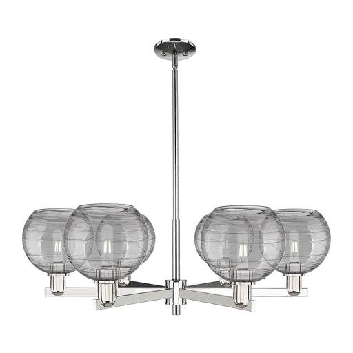Innovations Athens Deco Swirl 38in 6-Light Chandelier | Industrial Polished Nickel and Light Smoke Glass | Kitchen Island & | Model 716-6CR-PN-G1213-8SM