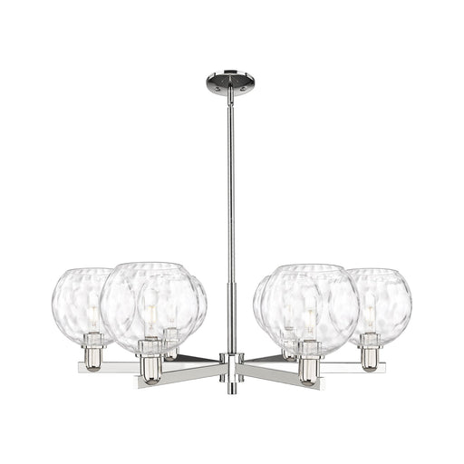 Innovations Athens 38in 6-Light Chandelier | Industrial Polished Nickel and Clear Water Glass | Kitchen Island & Dining Room | Model 716-6CR-PN-G1215-8