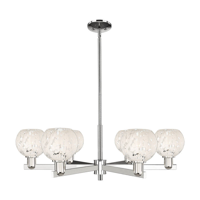 Innovations Lighting Arcadia 36in 6-Light Chandelier | Industrial Polished Nickel and White Mouchette Glass | Dining Room & | Model 716-6CR-PN-G1216-6WM