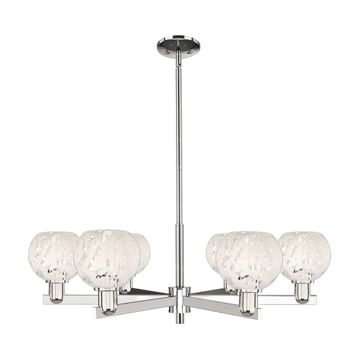 Innovations Lighting Arcadia 36in 6-Light Chandelier | Industrial Polished Nickel and White Mouchette Glass | Dining Room & | Model 716-6CR-PN-G1216-6WM