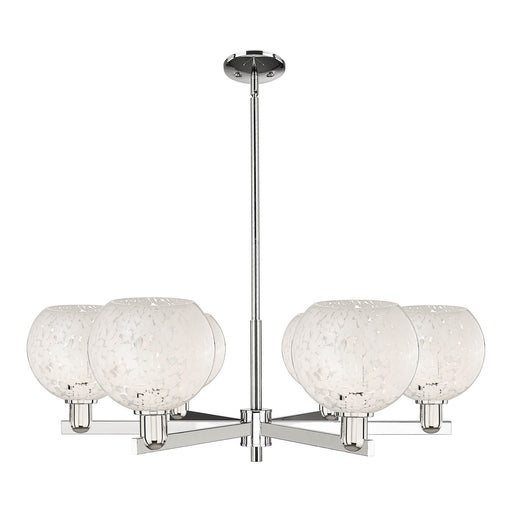 Innovations Lighting Arcadia 38in 6-Light Chandelier | Industrial Polished Nickel and White Mouchette Glass | Dining Room & | Model 716-6CR-PN-G1216-8WM