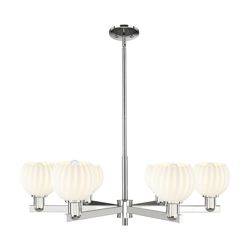 Innovations Lighting Arcadia 36in 6-Light Chandelier | Industrial Polished Nickel and White Venetian Glass | Dining Room & | Model 716-6CR-PN-G1217-6WV
