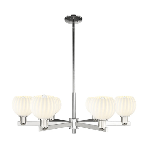Innovations Lighting Arcadia 36in 6-Light Chandelier | Industrial Polished Nickel and White Venetian Glass | Dining Room & | Model 716-6CR-PN-G1217-6WV