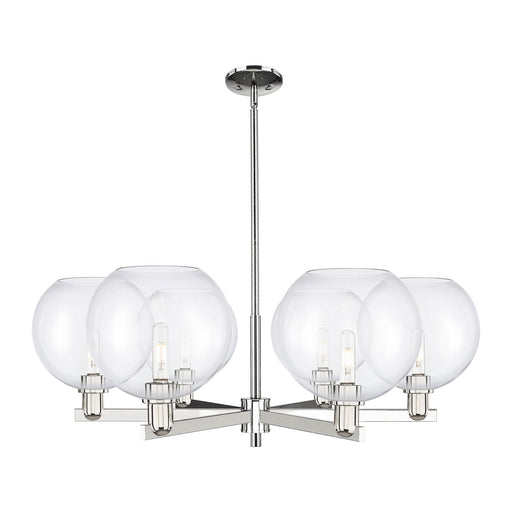 Innovations Athens 40in 6-Light Chandelier | Industrial Polished Nickel Steel and Clear Glass | Dining Room & Living Room | Model 716-6CR-PN-G122-10