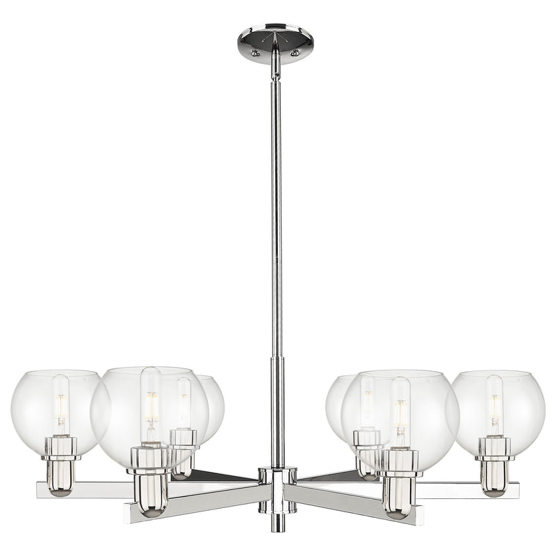Innovations Athens 36in 6-Light Chandelier | Industrial Polished Nickel and Clear Glass | Kitchen Island & Dining Room | Model 716-6CR-PN-G122-6