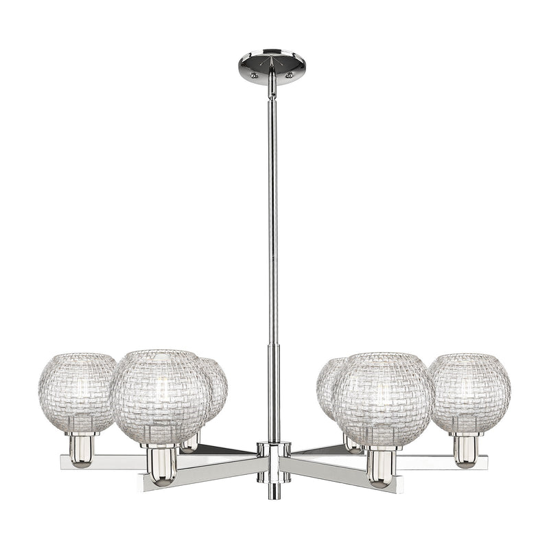 Innovations Athens 36in 6-Light Chandelier | Industrial Polished Nickel and Clear Basket Weave Glass | Dining Room & Living | Model 716-6CR-PN-G122C-6CL