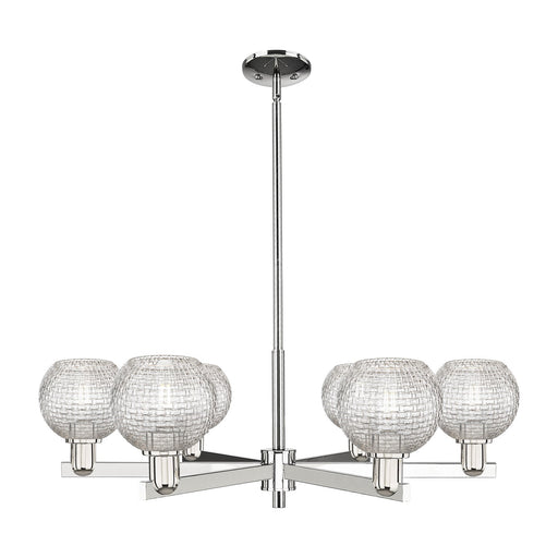 Innovations Athens 36in 6-Light Chandelier | Industrial Polished Nickel and Clear Basket Weave Glass | Dining Room & Living | Model 716-6CR-PN-G122C-6CL