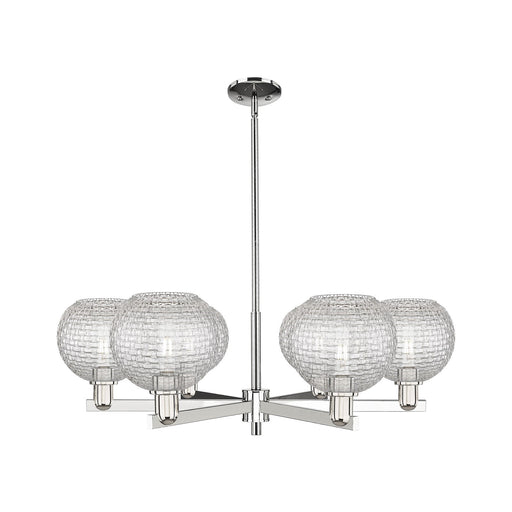 Innovations Athens 38in 6-Light Chandelier | Industrial Polished Nickel and Clear Basket Weave Glass | Dining Room & Living | Model 716-6CR-PN-G122C-8CL