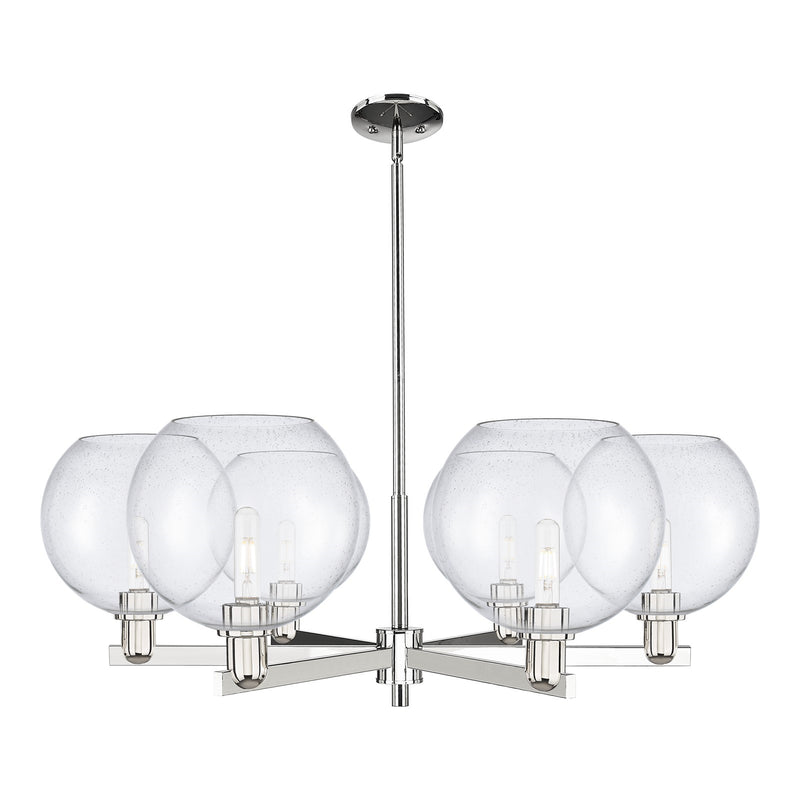 Innovations Athens 40in 6-Light Chandelier | Industrial Polished Nickel and Seedy Glass | Dining Room & Living Room | Model 716-6CR-PN-G124-10