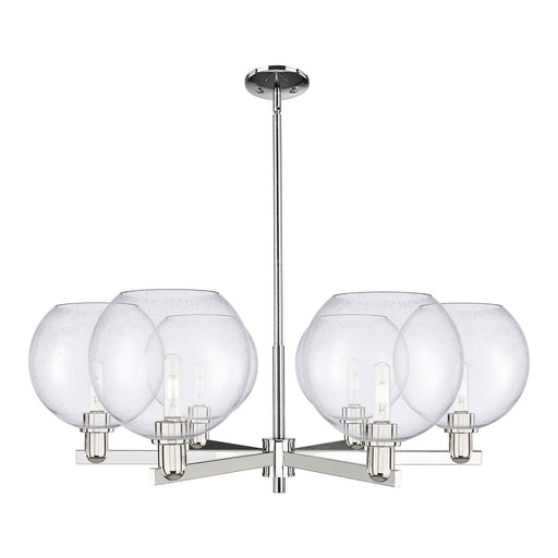 Innovations Athens 40in 6-Light Chandelier | Industrial Polished Nickel and Seedy Glass | Dining Room & Living Room | Model 716-6CR-PN-G124-10
