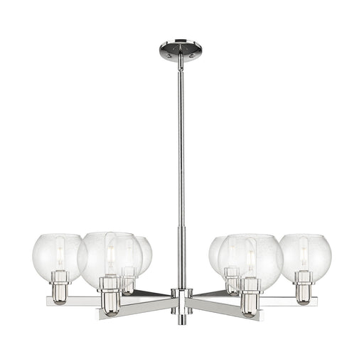 Innovations Athens 36in 6-Light Chandelier | Industrial Polished Nickel Steel and Seedy Glass | Dining Room & Living Room | Model 716-6CR-PN-G124-6