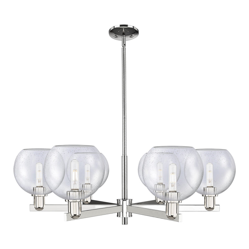 Innovations Athens 38in 6-Light Chandelier | Industrial Polished Nickel Steel and Seedy Glass | Dining Room & Living Room | Model 716-6CR-PN-G124-8