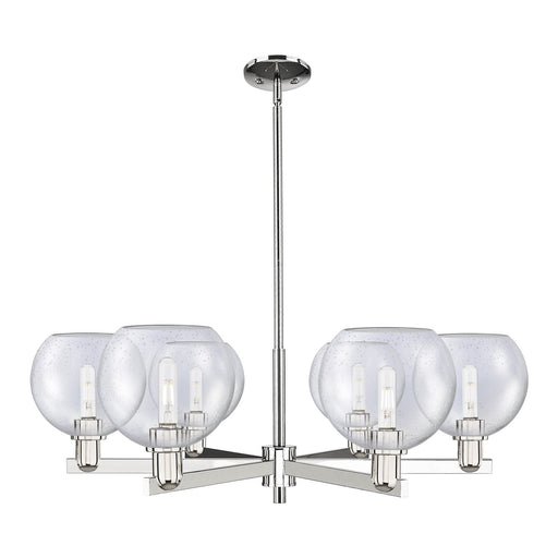 Innovations Athens 38in 6-Light Chandelier | Industrial Polished Nickel Steel and Seedy Glass | Dining Room & Living Room | Model 716-6CR-PN-G124-8