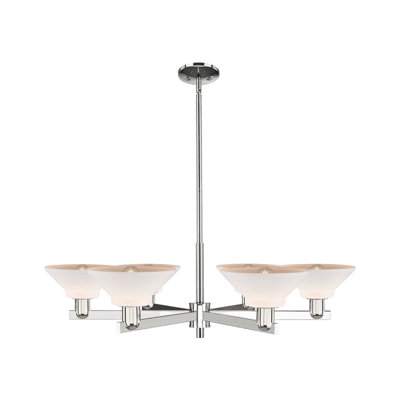 Innovations Orwell 38in 6-Light Chandelier | Industrial Polished Nickel and Matte White Glass | Dining Room & Living Room | Model 716-6CR-PN-G131