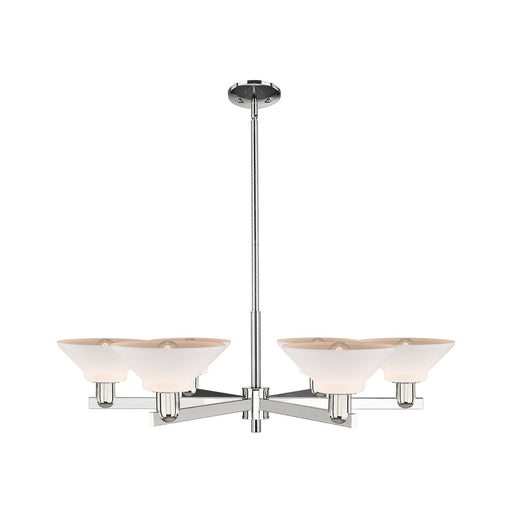 Innovations Orwell 38in 6-Light Chandelier | Industrial Polished Nickel and Matte White Glass | Dining Room & Living Room | Model 716-6CR-PN-G131