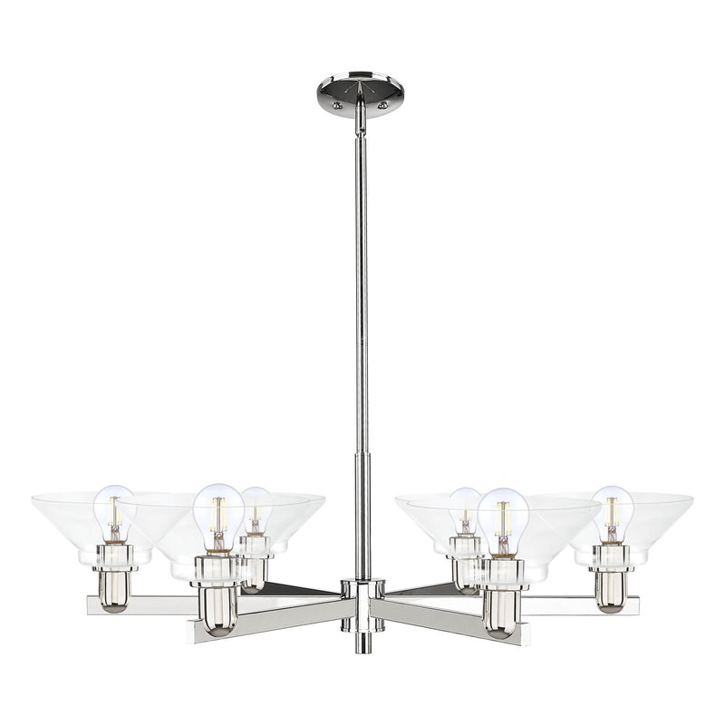 Innovations Orwell 38in 6-Light Chandelier | Industrial Polished Nickel and Clear Glass | Dining Room & Living Room | Model 716-6CR-PN-G132
